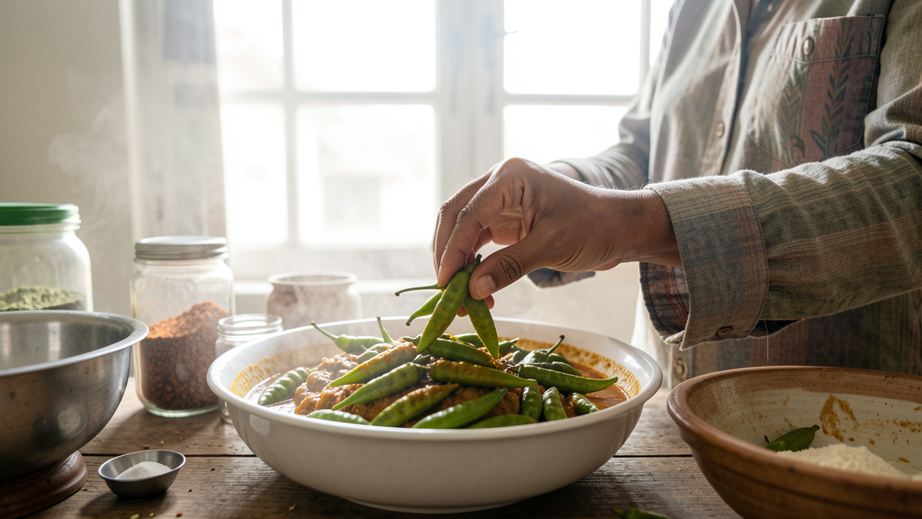 Photographic detail related to Crispy Bhindi Without Deep Frying: The Salt-Vinegar Roast Method